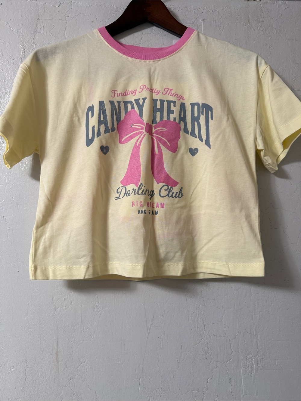 Candy Heart Darling Club Yellow Shorts Pajama with Pink Bow - Kids